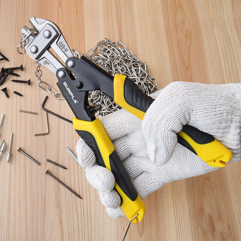 Gunpla Mini Bolt Cutter 8-inch/210mm Heavy Duty Spring Loaded with Non-Slip Rubber Handle Wire Cable Bolts Cutters, Clipper Snips Stainless Steel Tool for Padlock Chain Wires Mesh Screw Fence Rivets - Image 2